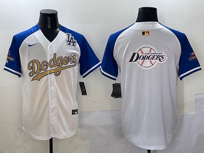 Men Los Angeles Dodgers Blank White Blue Gold Game Nike 2025 MLB Jersey style 42938